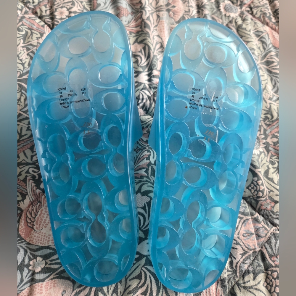 COACH Blue Jelly Slide Sandals - Picture 2 of 9